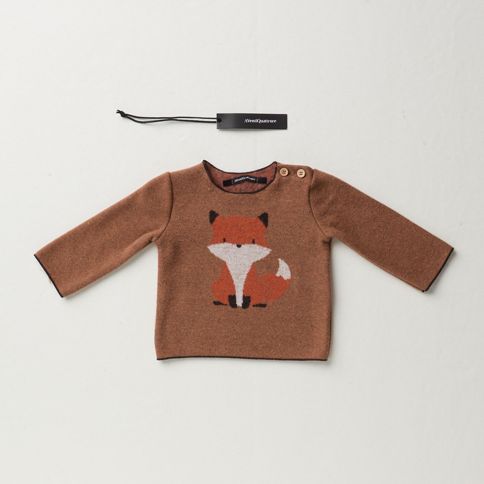 T-shirt manica lunga volpe per bambini felici e alla moda in cotone e poliestere