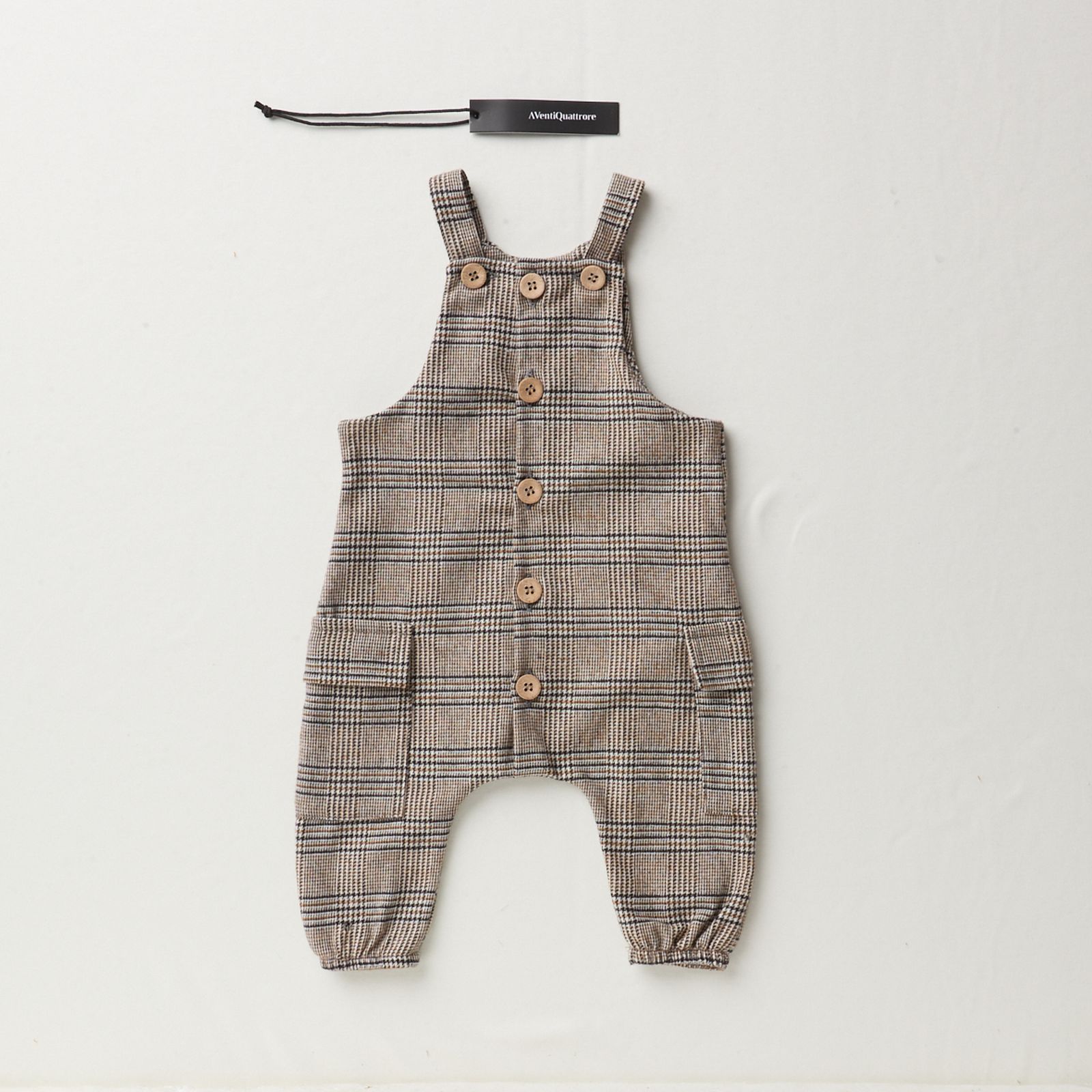 Salopette Principe di Galles in Cotone per un Look Elegante e Comodo per i Tuoi Bambini